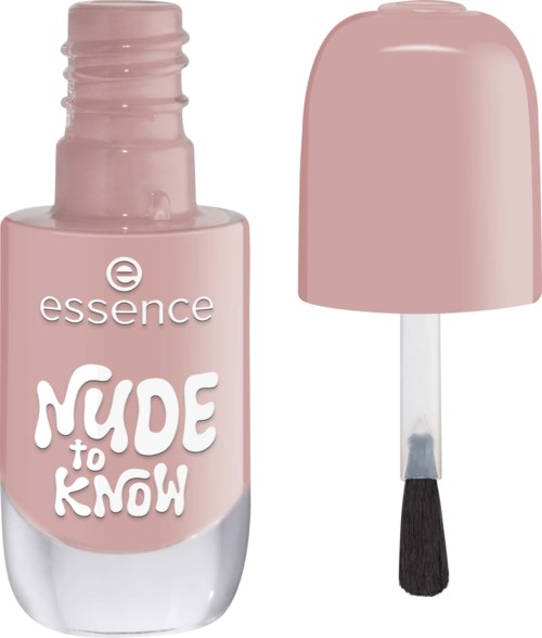A light pink nail polish bottle with a matching pink cap and a white brush inside.