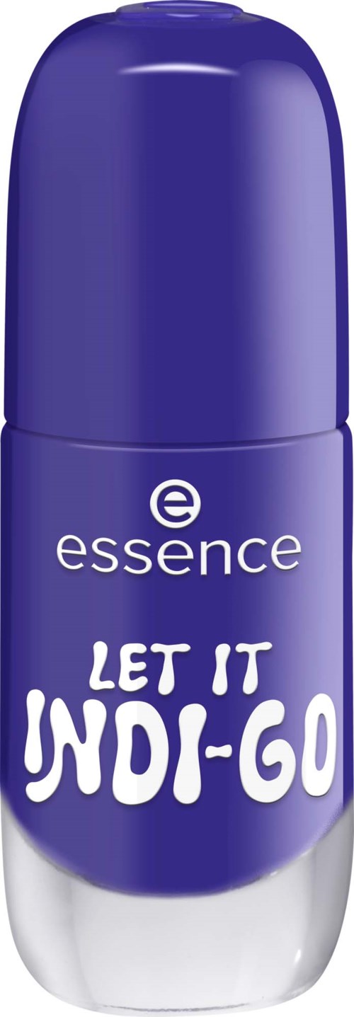 A purple roll-on deodorant bottle with the words "Let It Ind-Go" and the brand name "essence."