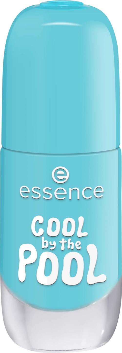 A blue roll-on deodorant container with the words essence and cool by the pool on it.