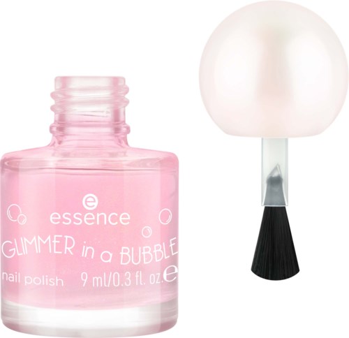 Färgade nagellackflaska med en vit pop it-applicator bredvid.