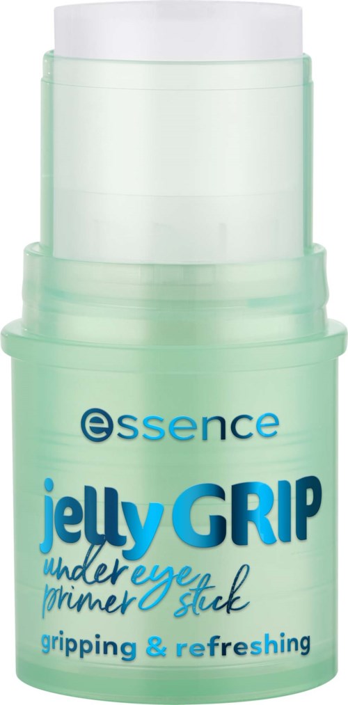 A small green jar of jelly grip primer stick for under-eye, aiming to grip and refresh the eye area.