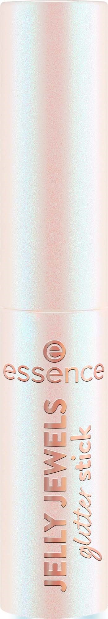 A tall, slim bottle labeled Jelly Bevels glossier stick with a pastel-colored cap and a light pink body.