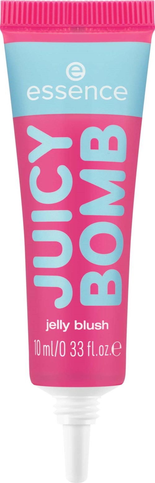 Roze en blauwe tube met Jelly Blush make-up met eenvoudige tekst. Bevat 10 ml product.