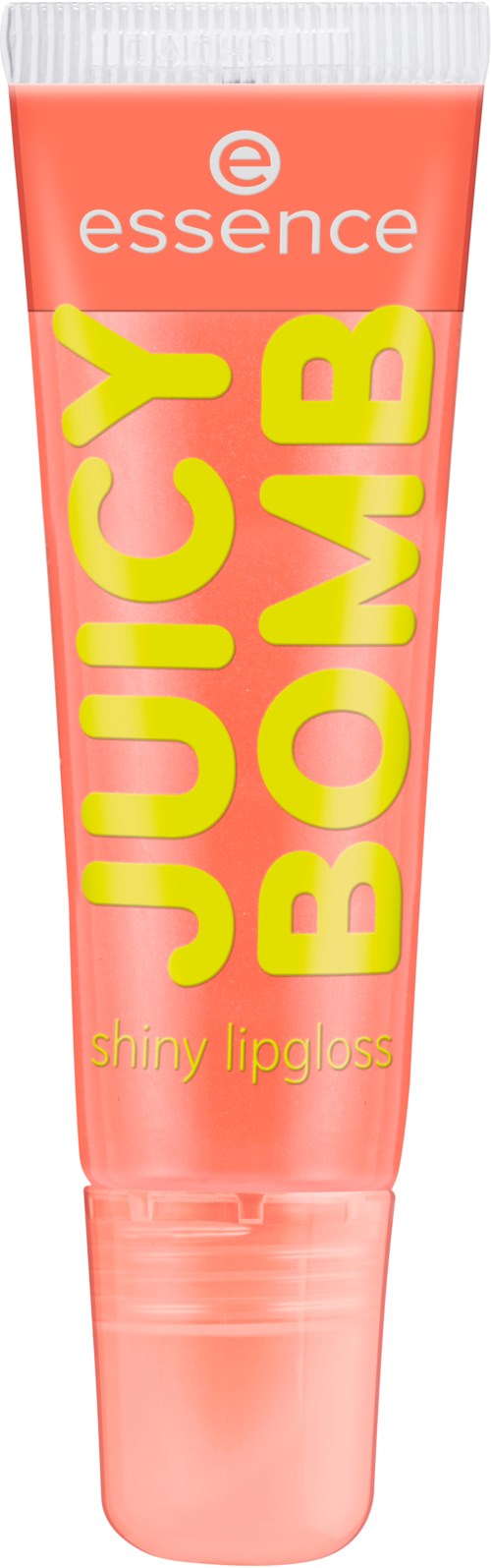 En rosa tub med texten 'Juicy Bomb' i gult och märket 'essence' högst upp.