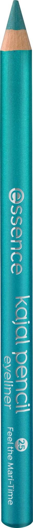 En turkos färgad penna med text som visar att det är en subtil kajal eyeliner från Essence.