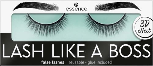 Falska fransar som ser djärva och professionella ut, förpackade i en låda som heter 'Lash Like A Boss'.