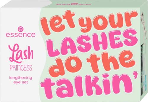 Colorful box with the phrase "let your LASHES do the talkin'." Contains eyelash extension set for princess eye look.
