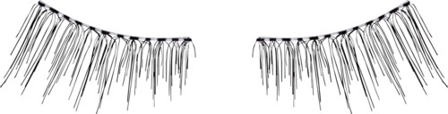 Eyelash logo with long, detailed lashes and a black background.