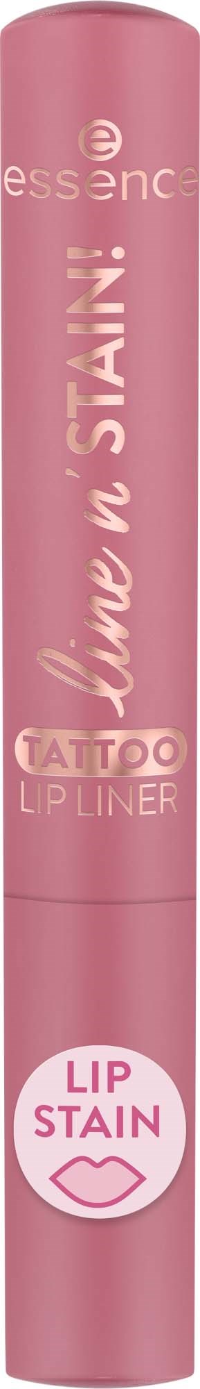 Hülsen für Lippenkontur in Pink mit weißen und dunkleren pinken Texten, mit Lippen-Icon, gekennzeichnet mit Lip Stain.