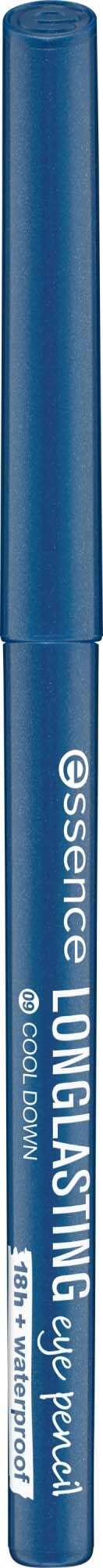 Blauw potlood met witte tekst: essence long lasting eye pencil.