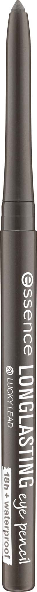 En svart eyeliner penna med vitt text, används för ögonmakeup, spets för precision.