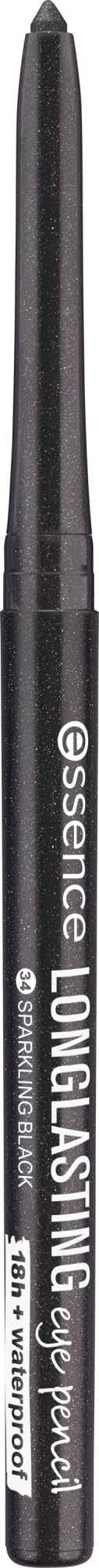 Ein schwarzer flüssiger Eyeliner mit weißem Text und Markenangaben.