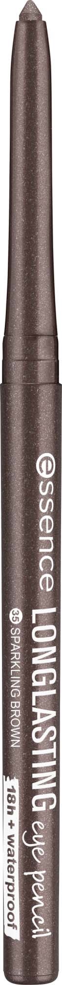 Ein schwarzer Augenbrauenstift mit weißem Text und spitzer Spitze für Make-up.