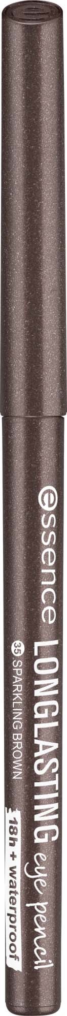 Ein schwarzer Stift mit weißen Text, der essence und Longlasting eye pencil sagt.