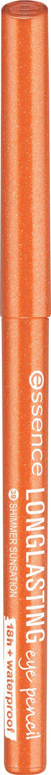 Orange pen med vitt text som säger 'Longlasting' och märkesnamn 'Essence'.