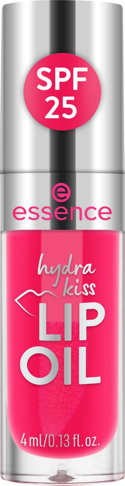 Lip oil i rosa flaska med SPF 25 och hydratiseringsmärke från Essence.