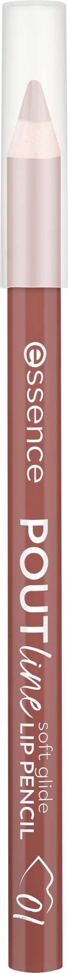 En rosa läppglanspenna med etiketten essence POUT Tüte soft glide. Det har ett hjärta på nederdelen.