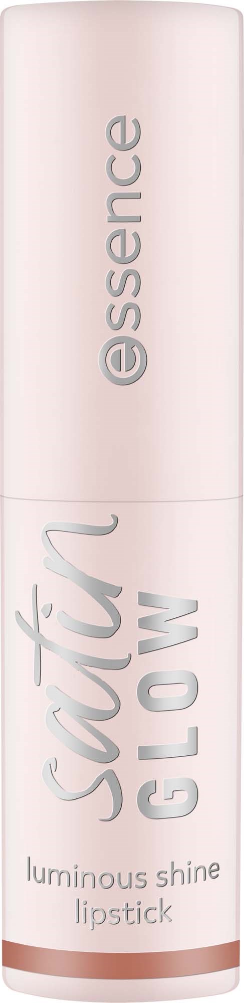 Kappale, jossa on valkoinen runko, vaaleanpunainen pohja ja teksti Essence Satin Glow.
