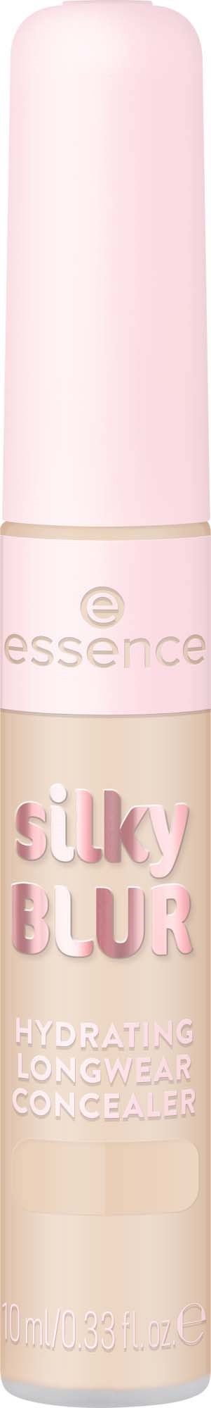 Ein rosa-beiger Tube mit Essence Silky Blur hydratisierender langanhaltender Abdeckcreme.
