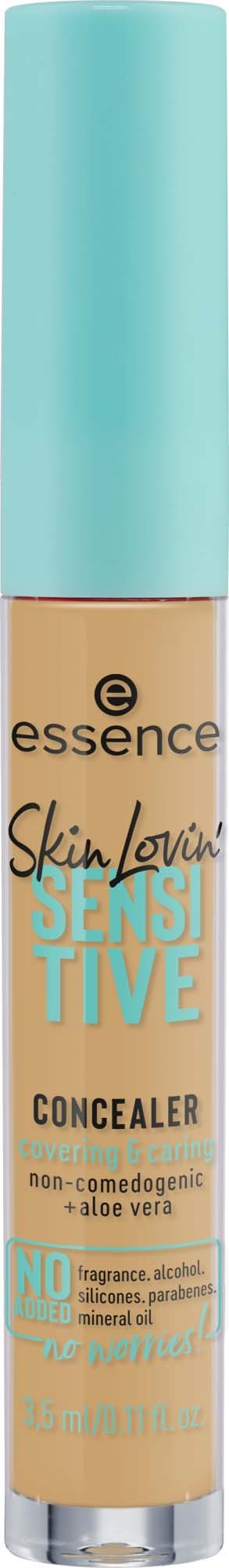 En beige concealerpen med blå kork, märkt Essence Skin Loving Sensitive Concealer.