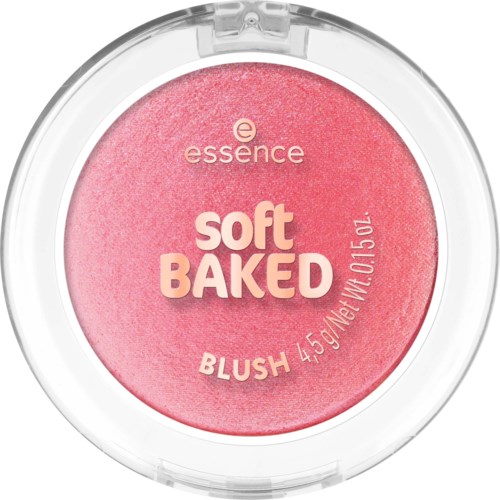 Väritön poskipuna läpinäkyvässä pakkauksessa, teksti soft baked edessä.
