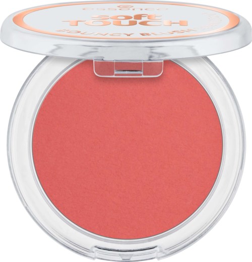 Eine runde Rouge-Box mit einem peach-farbenen Deckel mit dem Aufdruck "Tarte Girl Meets Bright" und rosa Rouge im Inneren.