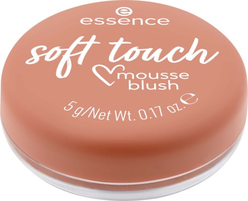 Kierrekasettiessä lukee essence soft touch mousse blush, 5g, pehmeällä persikanvärillä.