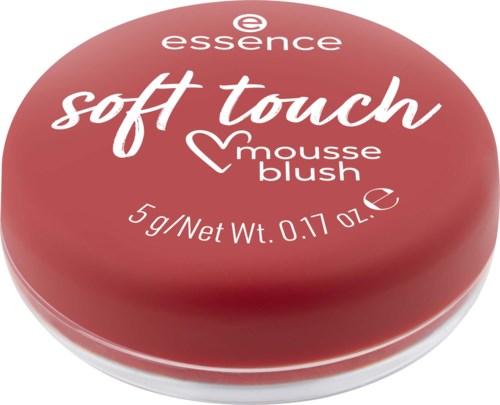 Ympyräinen Essence soft touch mousse blush, 5g, vaaleanpunainen ja valkoinen teksti.