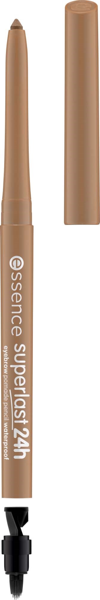 A beige liquid eyeliner pen with a cap and a built-in sharpener. The pen is labeled Essence Superlast 24h.