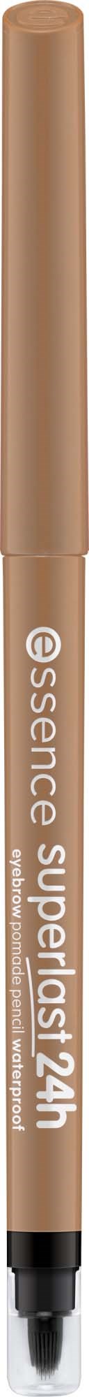 A brown marker with a black tip and white text that says essence superlast 24h.