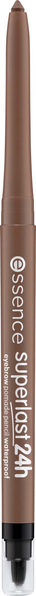 A brown eyeliner pencil with white text saying essence superlast 24h.