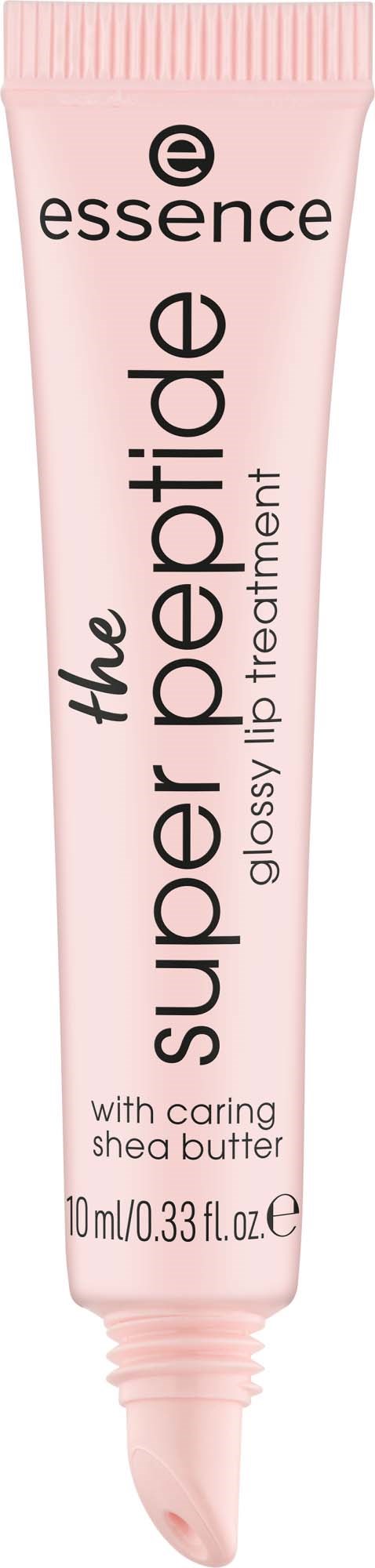En rosa tub med Essence Superpetide gloss med sheasmör för läppar.