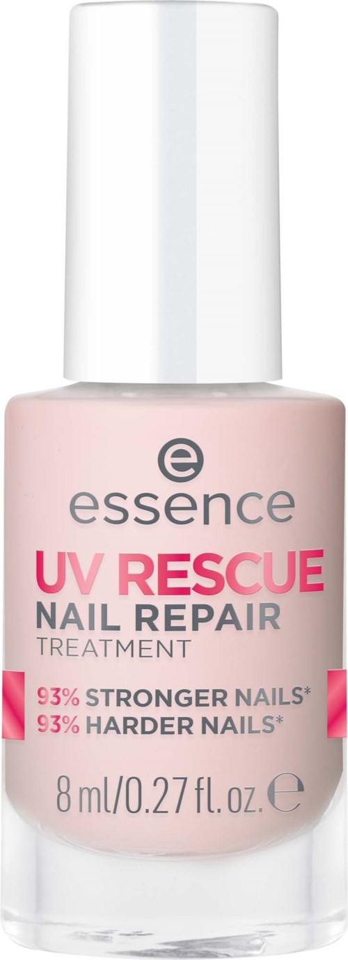Een flesje nagelreparatie met UV Rescue van Essence, om nagels sterker en harder te maken.