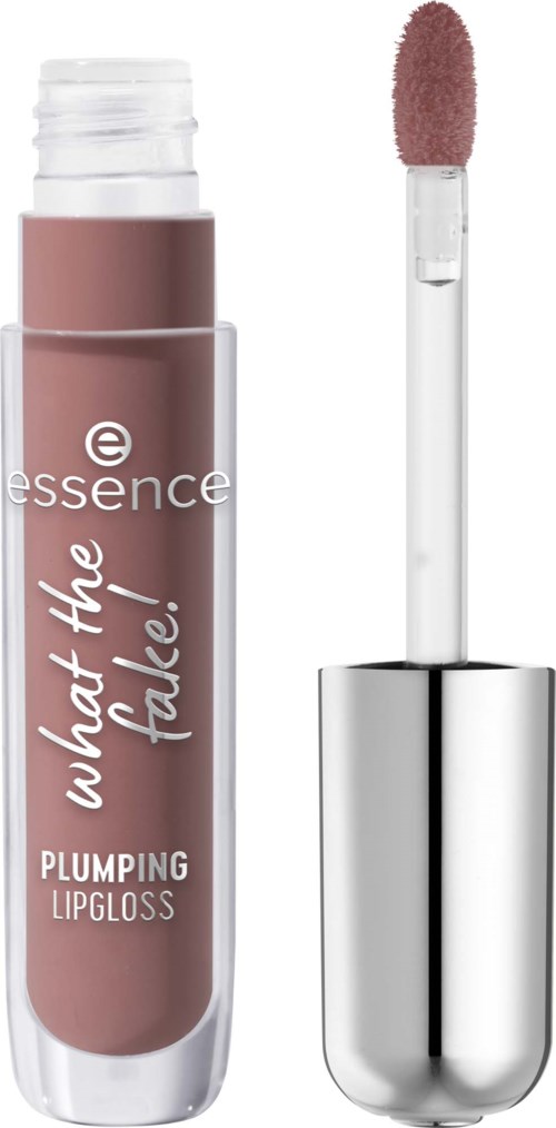Ein Essence Lipgloss mit der Aufschrift "what the Fale!" in beiger Farbe und einem Schwammapplikator.