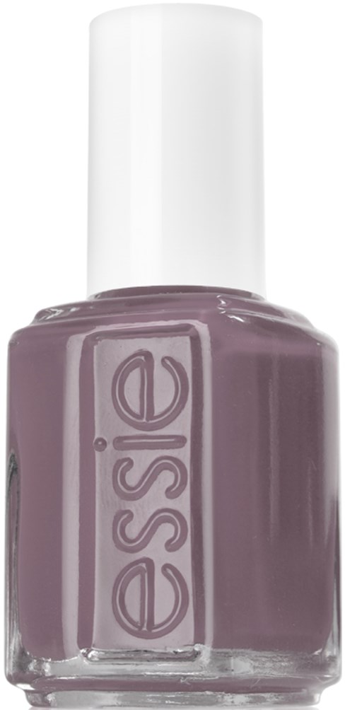 En liten flaska nagellack i lavendelfärg med vit kork. Etiketten säger "essence" på framsidan.