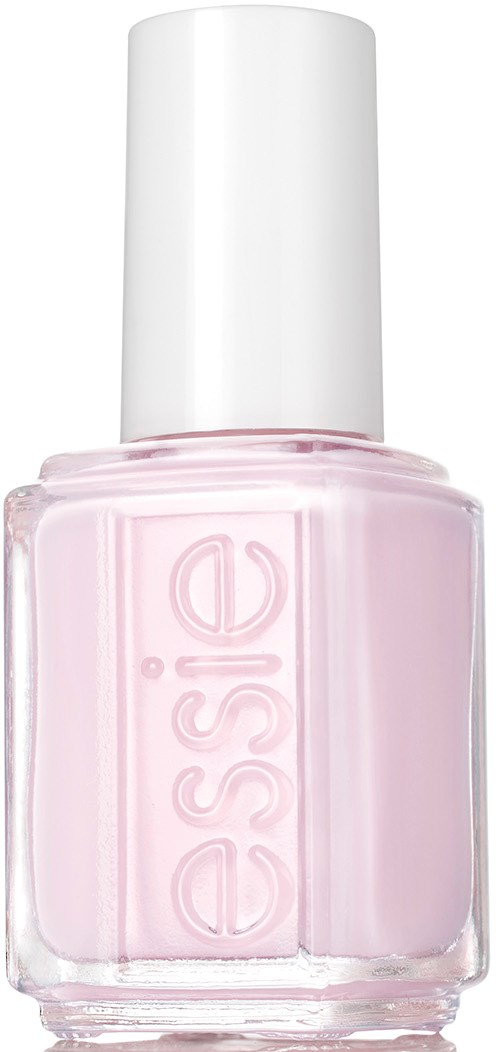 Rosa nagellackflaska med vit topp och varumärket 'essie' präglat på framsidan.