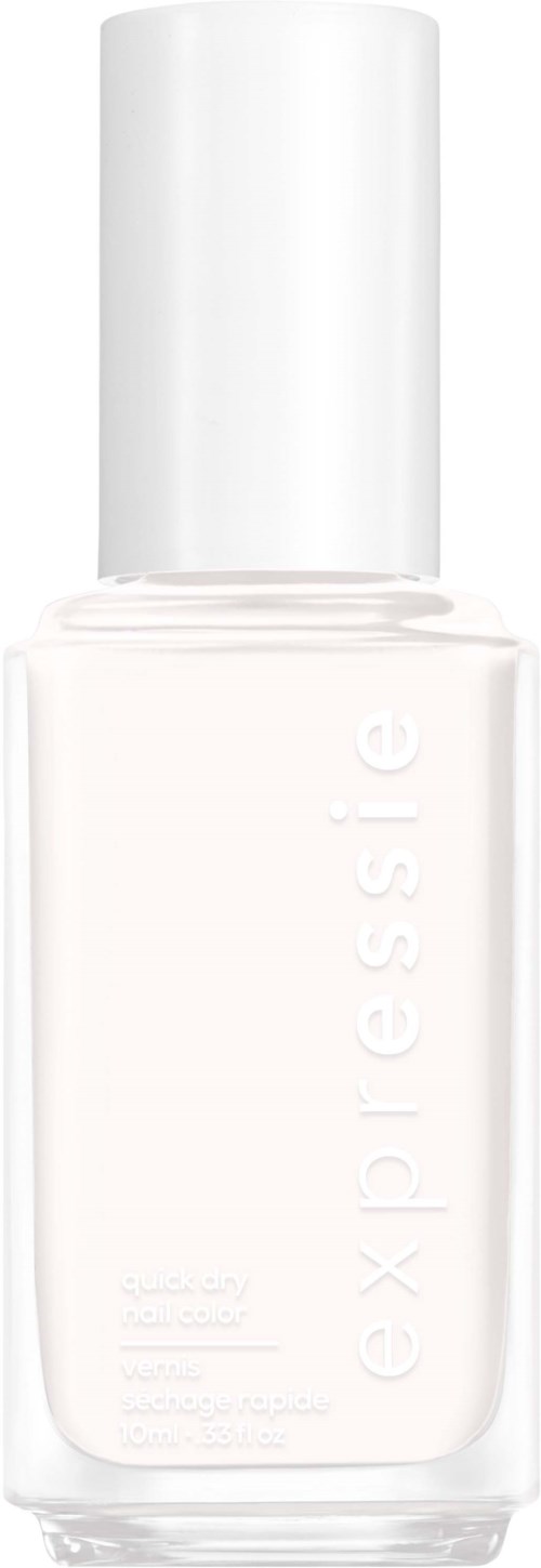 A white nail polish bottle with a cylindrical cap and the word 'essie' embossed on the side.