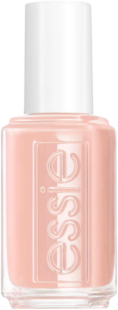 A pink nail polish bottle with white cap and brand name 'essie' on the front.