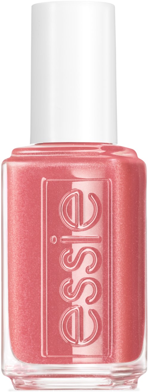A pink nail polish bottle with a white cap, branded with the word "essence" in embossed letters.