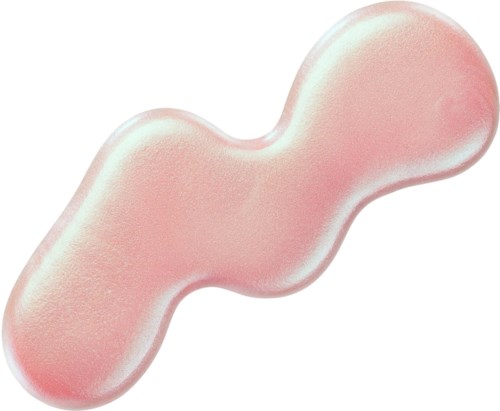 A pink, tablet-shaped supplement or medicine with a shiny, smooth surface and two rounded ends.