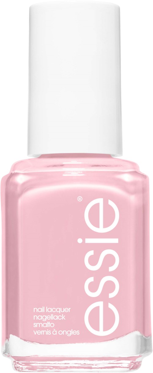 A pink nail polish bottle with a white cap, labeled "essence" in large white letters.