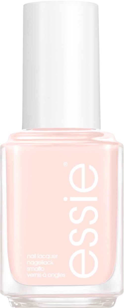 The image shows a light pink nail polish bottle from the brand Essie with a white cap.