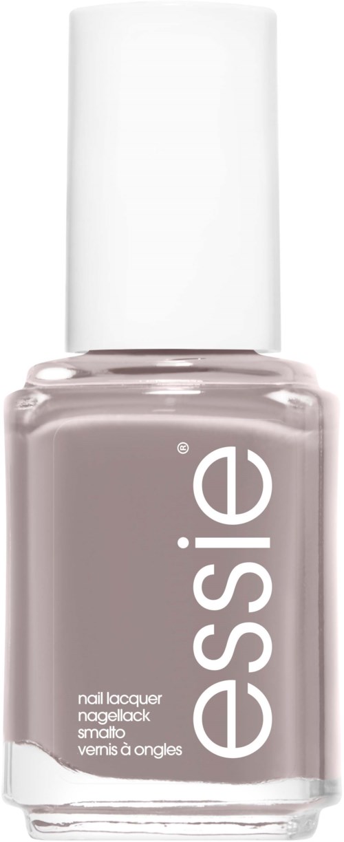 A bottle of Essie nail polish with neutral light purple color and white cap.