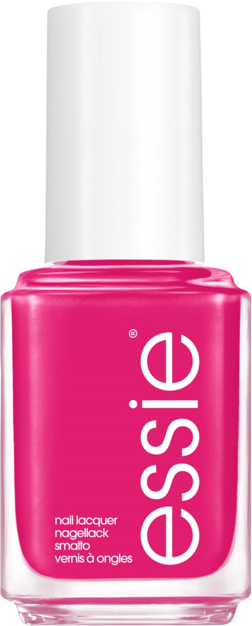 A pink nail polish bottle with a white cap and the brand name 'essie' written vertically.