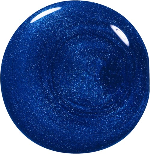 A round blue plate with a glittery star-like pattern inside it.