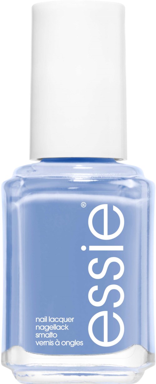 A small blue nail polish bottle with white cap and the word "Essie" written vertically.