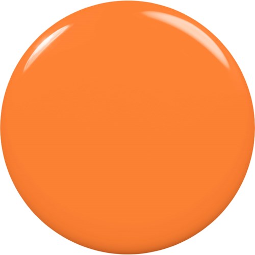 An orange spherical button with a shiny surface and a slight reflection.