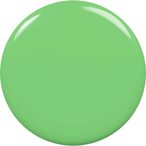 A large, shiny green ball. It has a smooth surface with light reflections. Simple and colorful.