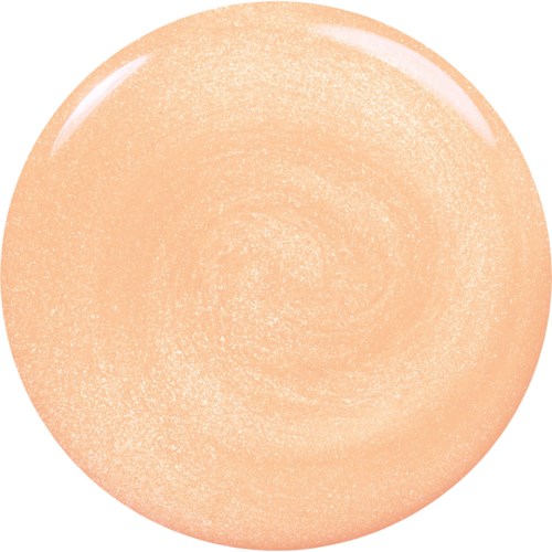 A large peach-colored circle with a shiny, textured surface and a spiral pattern.