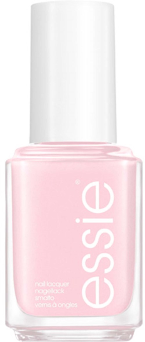 Eine pinkfarbene Nagellackflasche mit weißem Deckel, beschriftet 'essence'.